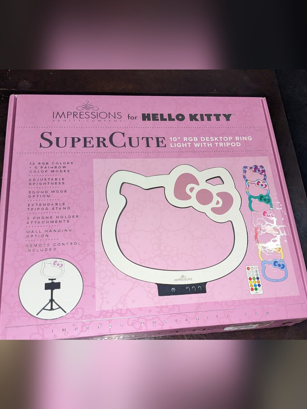 Impressions Hello Kitty Ring Light in Pink and White Brand New In Box
